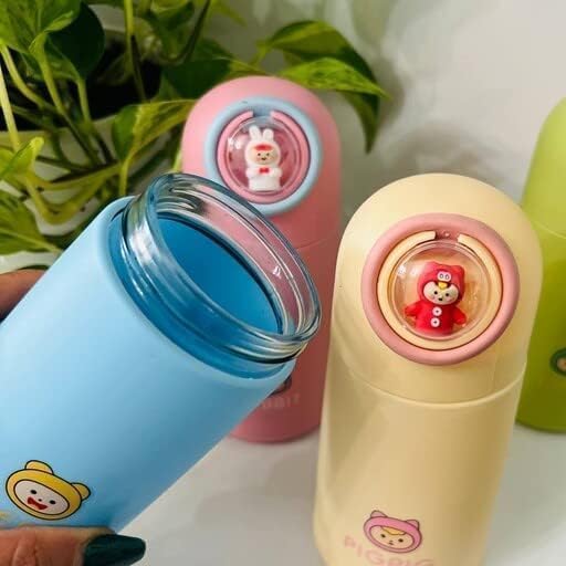 Cute Animal Water Bottle | Glass Insulated Vacuum Flask | 350ml