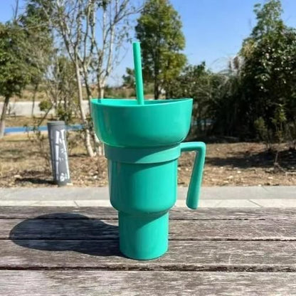2-in-1 Dual Drink Snack Cup – 900ml | Leak-Proof, Travel-Ready, Super Cute