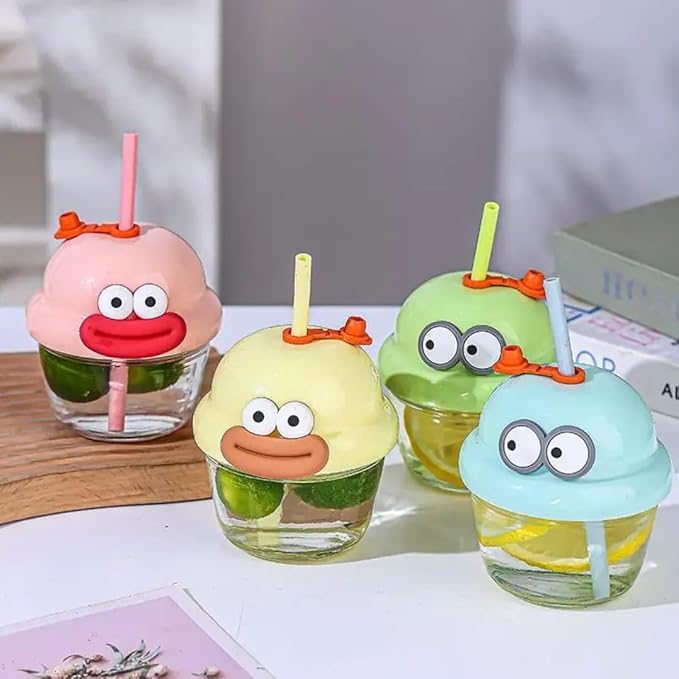 Smiley Sips Cartoon Glass – Cute, Trendy & Perfect for Everyday Sipping!