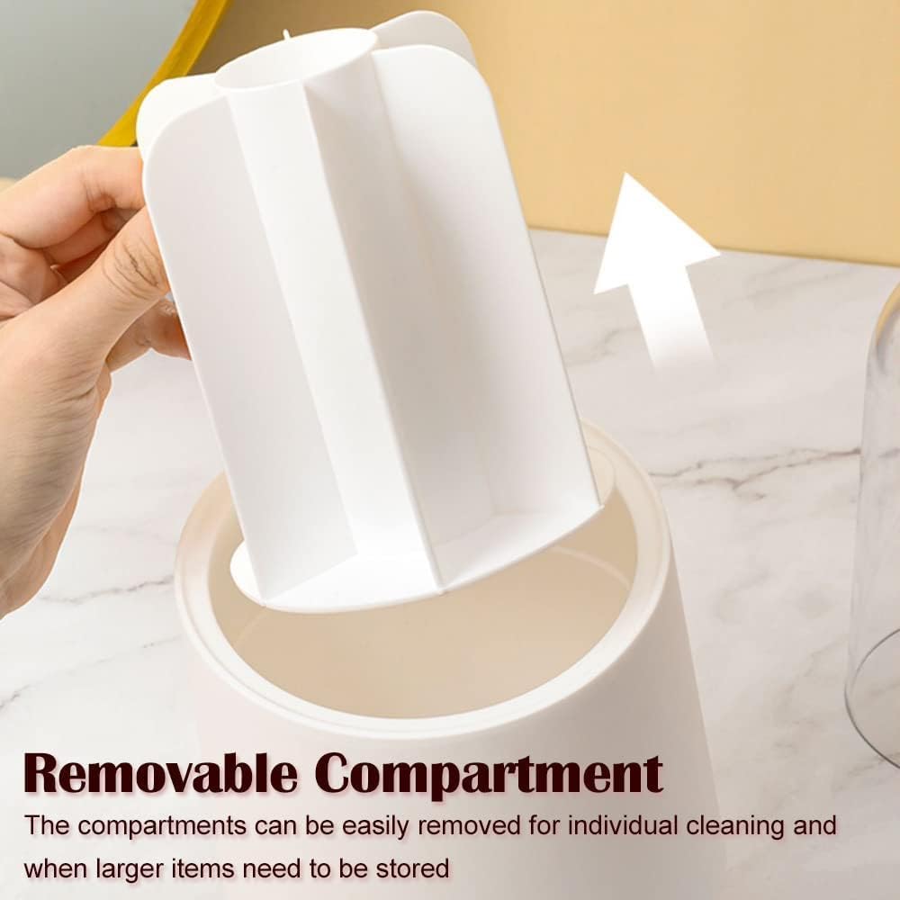 360° Rotating Makeup Brush Holder – Dustproof Organizer with Lid