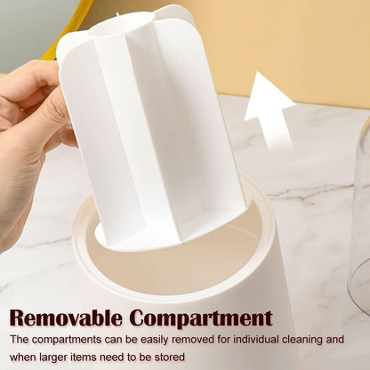360° Rotating Makeup Brush Holder – Dustproof Organizer with Lid