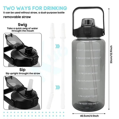 2L Motivational Water Bottle with Time Marker – Leakproof, BPA-Free & Travel-Friendly