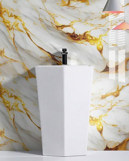Premium White & Golden Marble Peel & Stick Wallpaper – Luxury, Waterproof, Easy Installation