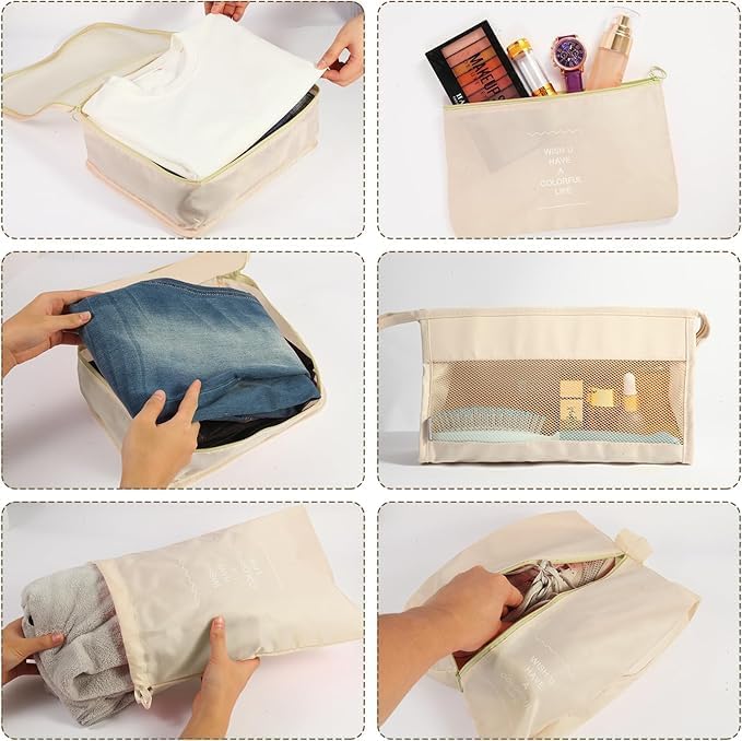 7-Piece Travel Organizer Pouch Set – Space-Saving, Waterproof, Lightweight