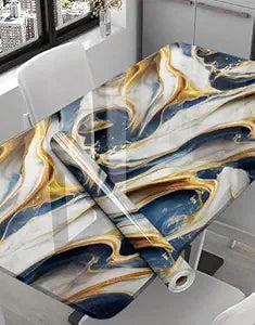 Blue Gold Marble Peel & Stick Wallpaper – Waterproof, Oil-Proof, DIY Decor