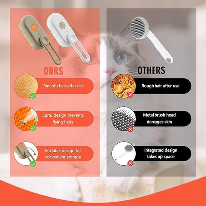 3-in-1 Steam Brush for Dogs & Cats – Groom, Detangle & Massage