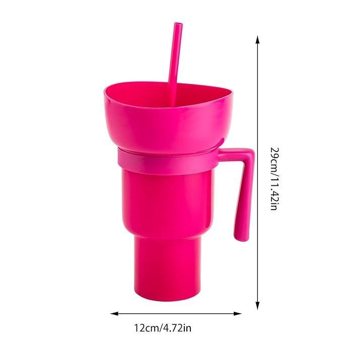 2-in-1 Dual Drink Snack Cup – 900ml | Leak-Proof, Travel-Ready, Super Cute