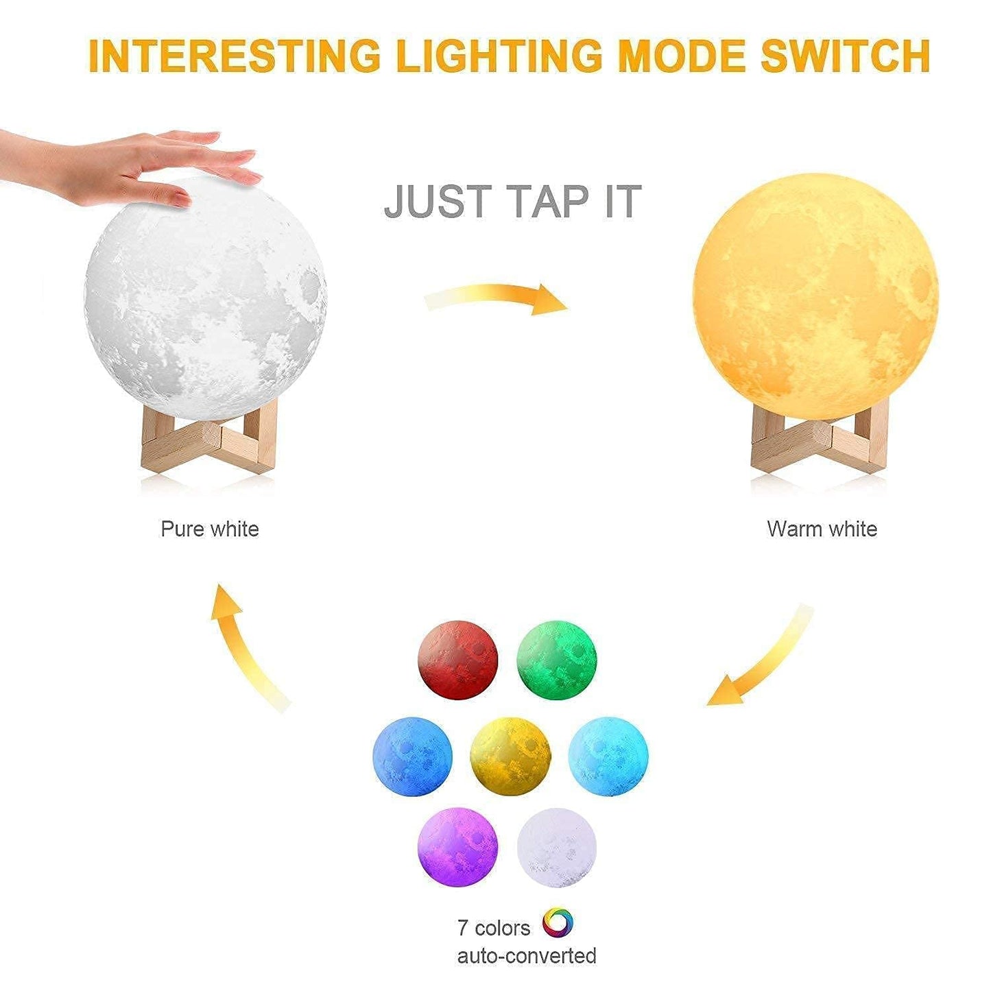 7 Colors Change Moon Lamp
