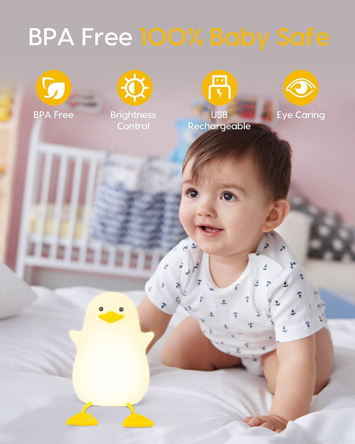 BrightDuck Touch LED Night Lamp – Rechargeable Soft Glow