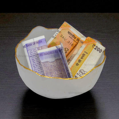 Premium Selenite Money Bowl with Lord Ganesha Pyrite Idol