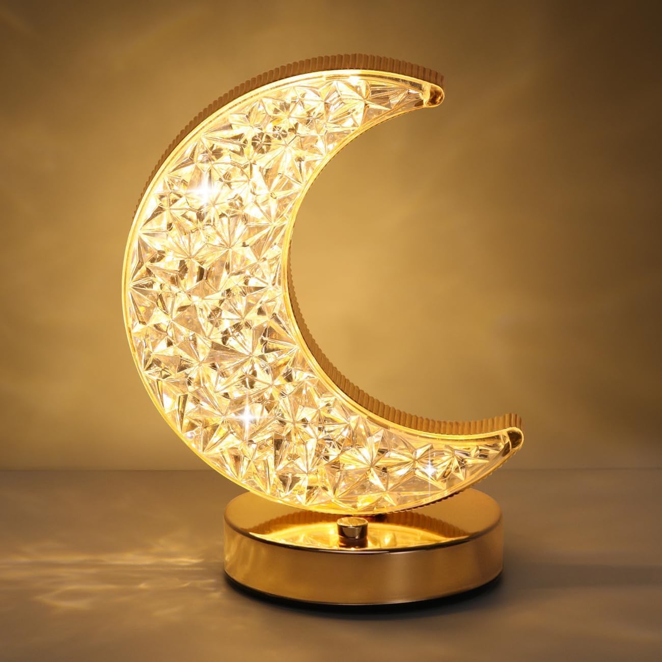 Crystal Half Moon Night Lamp- LED Crescent Moon Light with Diamond Effect