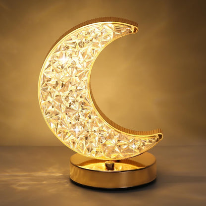 Crystal Half Moon Night Lamp- LED Crescent Moon Light with Diamond Effect