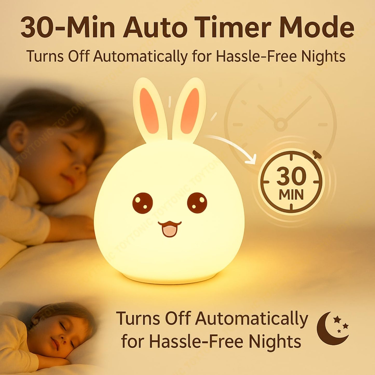 BrightRabbit Touch LED Night Lamp – 7-Color Soft Glow