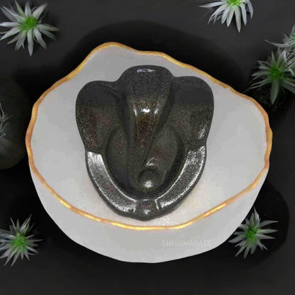 Premium Selenite Money Bowl with Lord Ganesha Pyrite Idol
