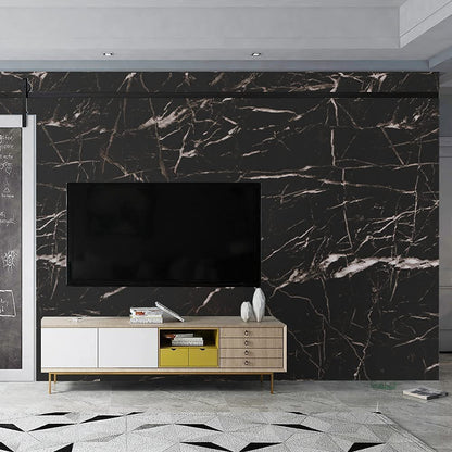 DIY Black Marble Peel & Stick Wallpaper – Waterproof, Self-Adhesive