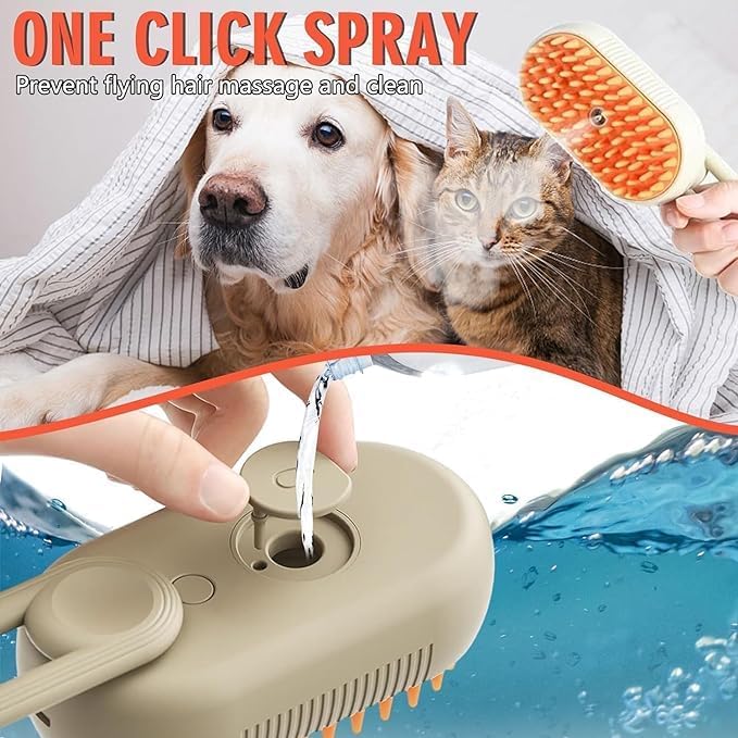 3-in-1 Steam Brush for Dogs & Cats – Groom, Detangle & Massage