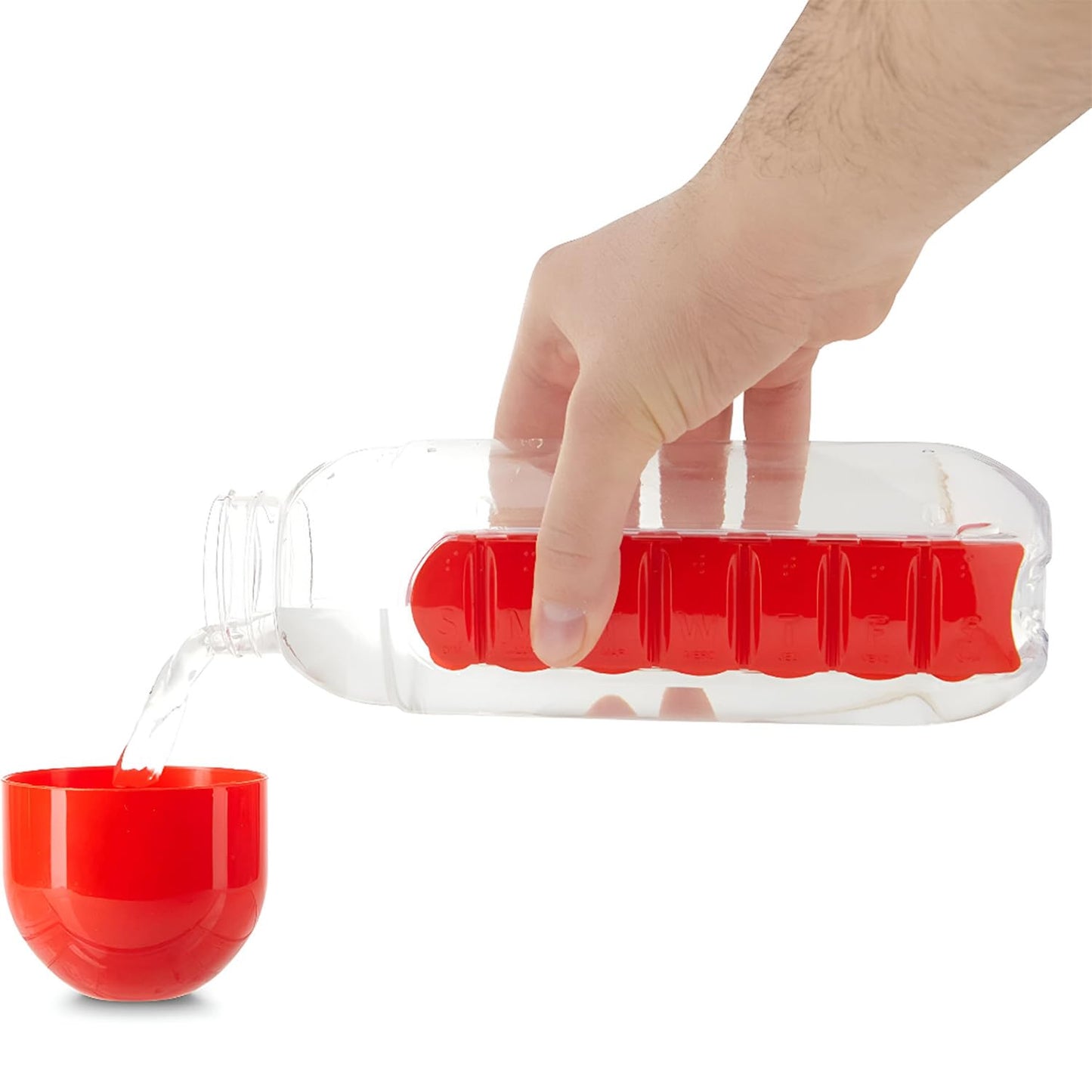 2-in-1 Pill and Water Bottle Organizer for Daily Medication, Supplementation, Hydration