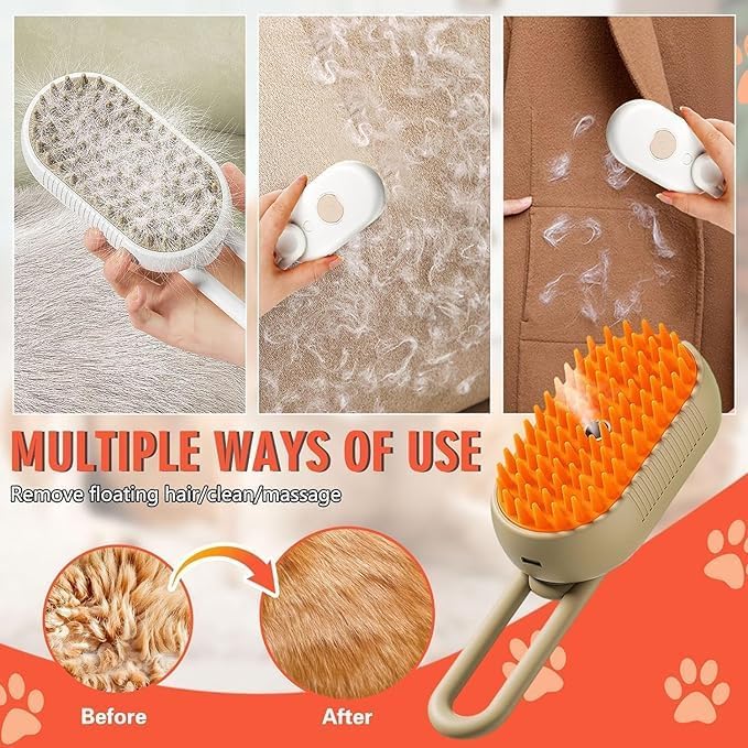 3-in-1 Steam Brush for Dogs & Cats – Groom, Detangle & Massage