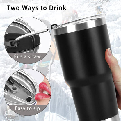 Tumbler with Straw & Lid - Stainless Steel Vacuum Insulated Water Bottle