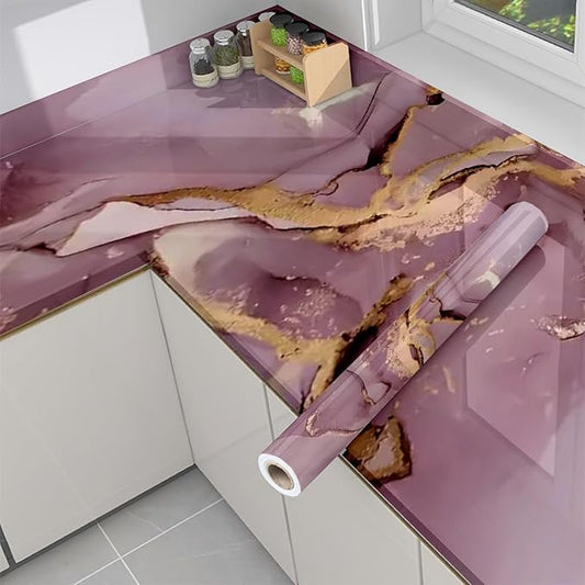 Pink Gold Marble Peel & Stick Wallpaper – Waterproof, Elegant DIY Decor