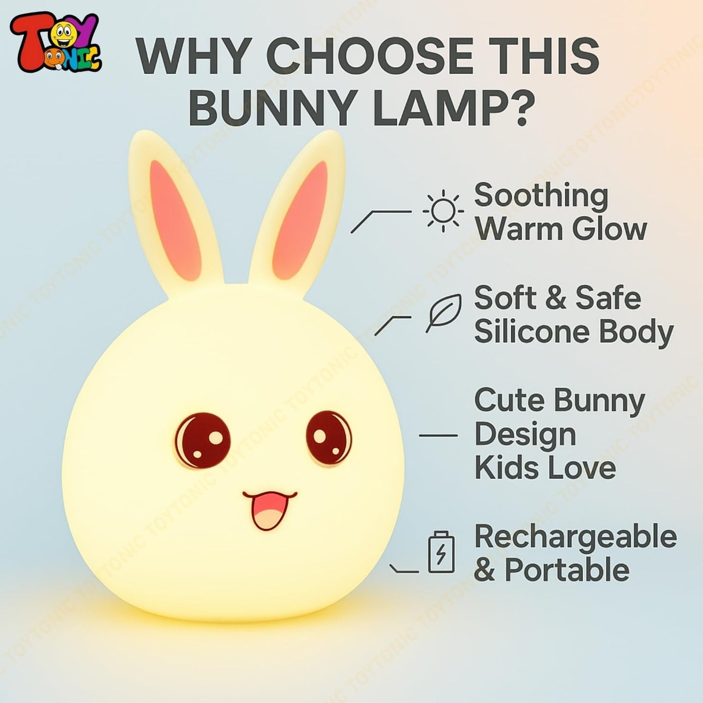 BrightRabbit Touch LED Night Lamp – 7-Color Soft Glow