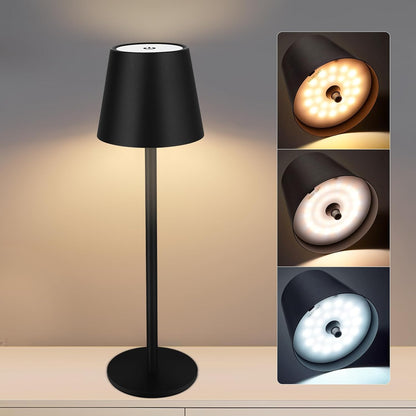 Premium Black Cordless Table Lamp- With 3 light modes