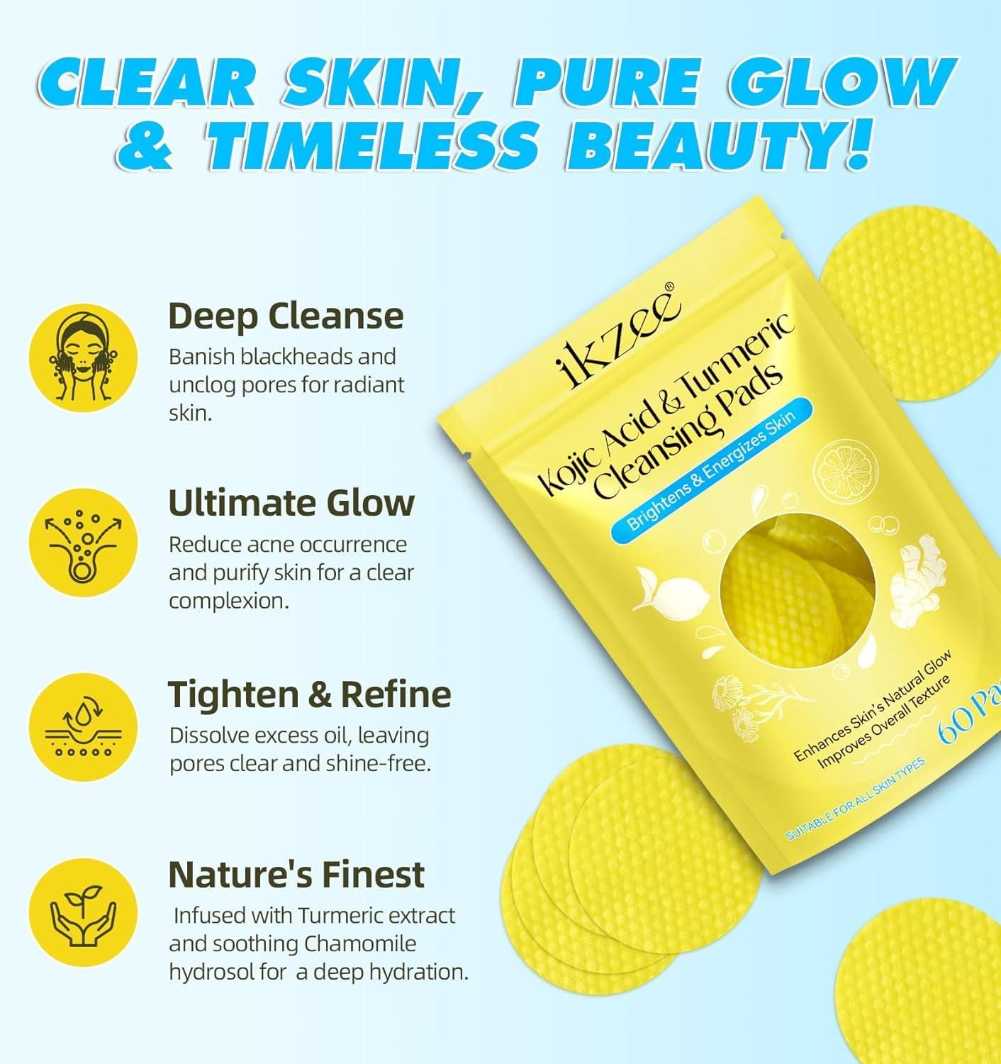 Turmeric Kojic Acid Cleansing Pads – Pack of 20
