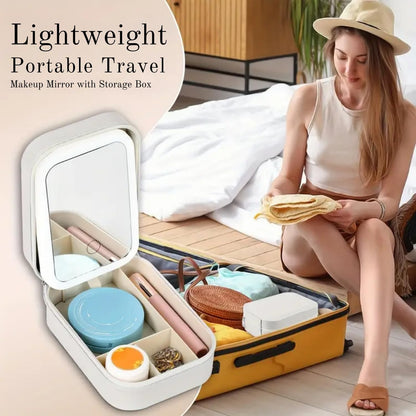 Travel Makeup Bag with LED Mirror- 3  color adjustable lighting