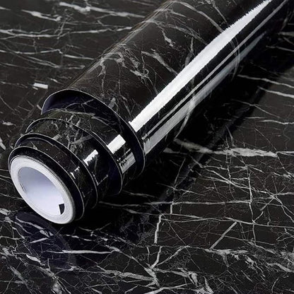 DIY Black Marble Peel & Stick Wallpaper – Waterproof, Self-Adhesive