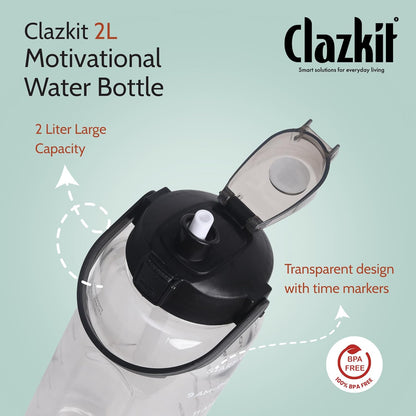 2L Motivational Water Bottle with Time Marker – Leakproof, BPA-Free & Travel-Friendly