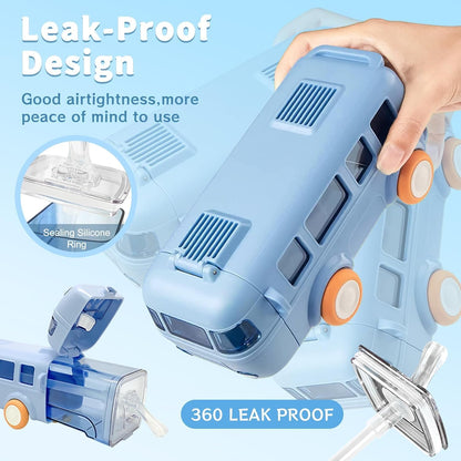 Premium Bus Water Bottle For Kids With Strap, Sipper, & Straw