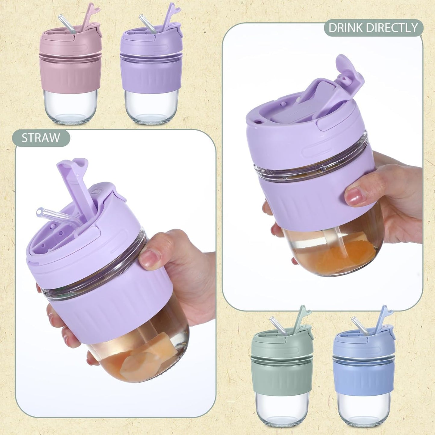 Glass Sipper with Airtight Lid – 300ml