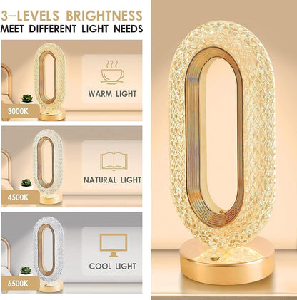Oval Acrylic Crystal Lamp| Touch Control Desk Night Light