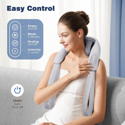 PureRelief™ Heated Neck & Back  Cordless  Massager | Deep Tissue Relief