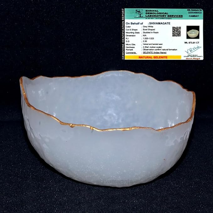 Premium Selenite Money Bowl with Lord Ganesha Pyrite Idol