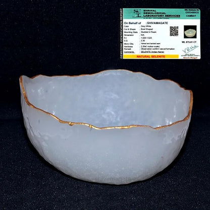 Premium Selenite Money Bowl with Lord Ganesha Pyrite Idol