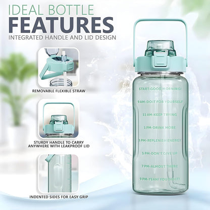 2L Motivational Water Bottle with Time Marker – Leakproof, BPA-Free & Travel-Friendly