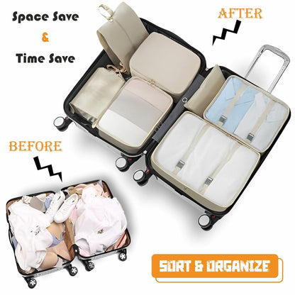 7-Piece Travel Organizer Pouch Set – Space-Saving, Waterproof, Lightweight
