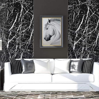 DIY Black Marble Peel & Stick Wallpaper – Waterproof, Self-Adhesive