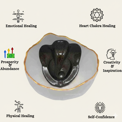 Premium Selenite Money Bowl with Lord Ganesha Pyrite Idol