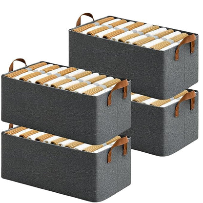 Wardrobe Organizer for Clothes with Metal Frame Rectangle Storage Baskets