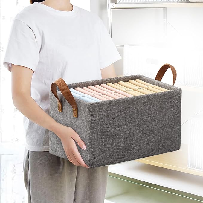 Wardrobe Organizer for Clothes with Metal Frame Rectangle Storage Baskets