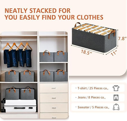 Wardrobe Organizer for Clothes with Metal Frame Rectangle Storage Baskets