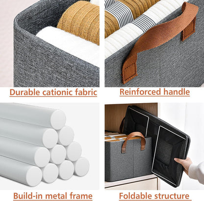 Wardrobe Organizer for Clothes with Metal Frame Rectangle Storage Baskets