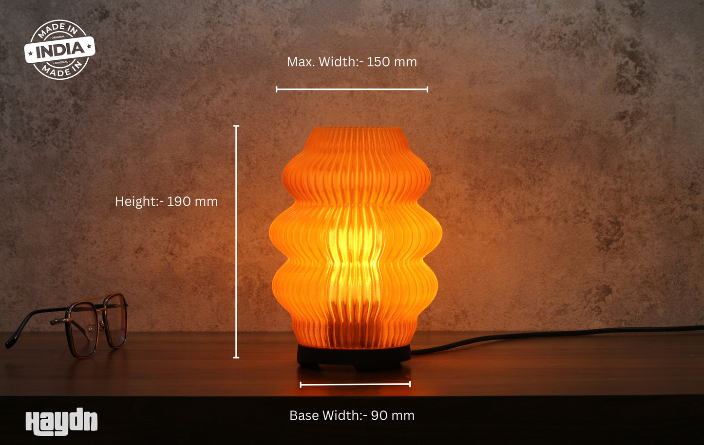 Noir Ripple - Luxury 3D Printed Sustainable Hadyn Lamp