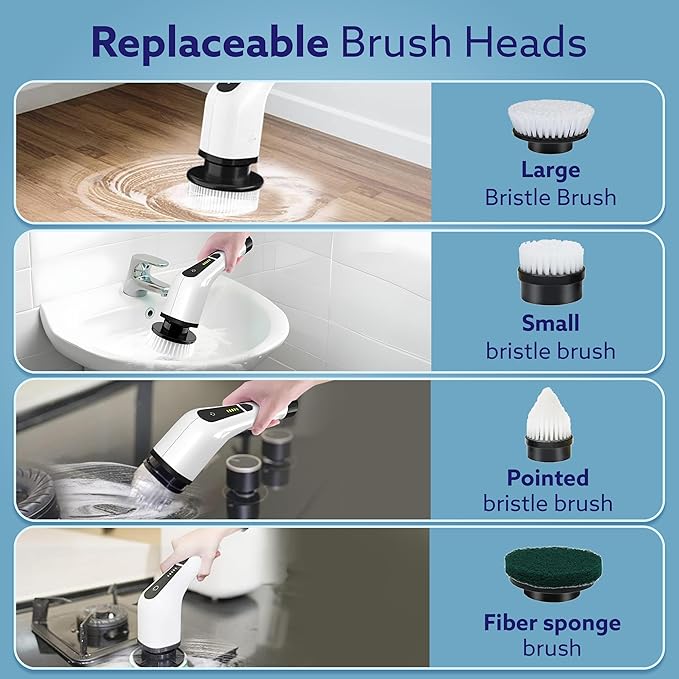 Premium 9 in 1 Cordless Electric Spin Scrubber