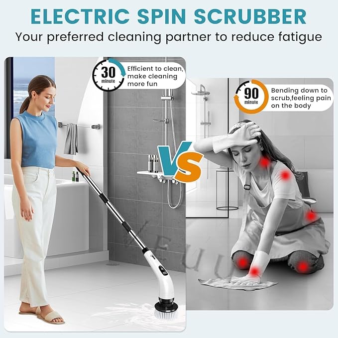 Premium 9 in 1 Cordless Electric Spin Scrubber