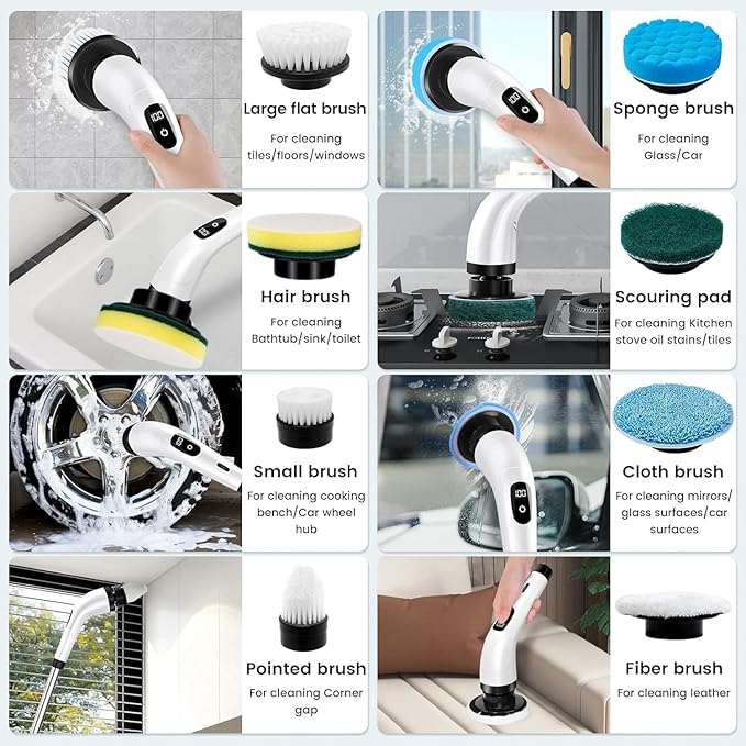 Premium 9 in 1 Cordless Electric Spin Scrubber
